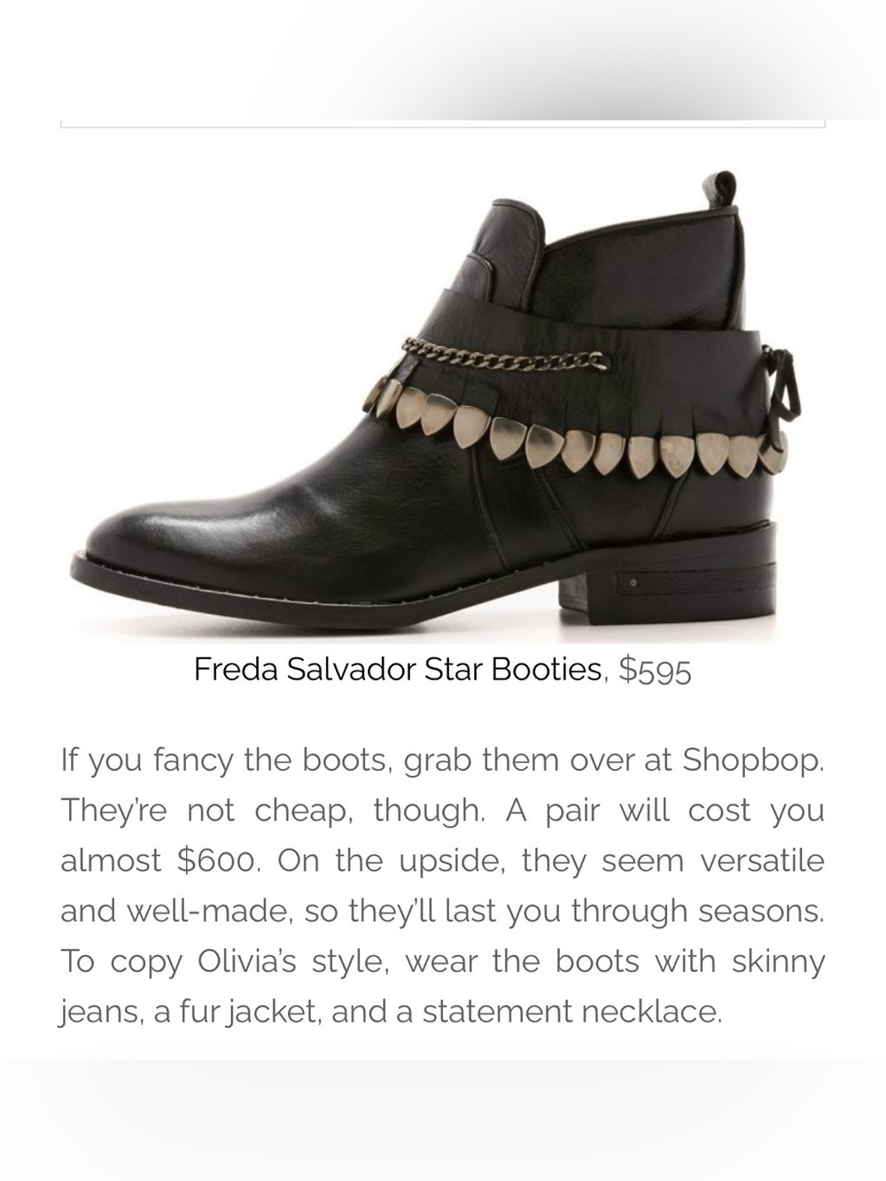 Freda Salvador Star Bootie — Black Leather — Silver Chain & Stud Detail - size 8 - Picture 4 of 11